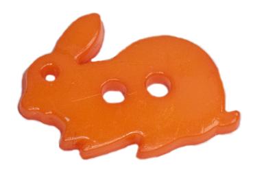 Kids button as a rabbit in orange 18 mm 0,71 inch